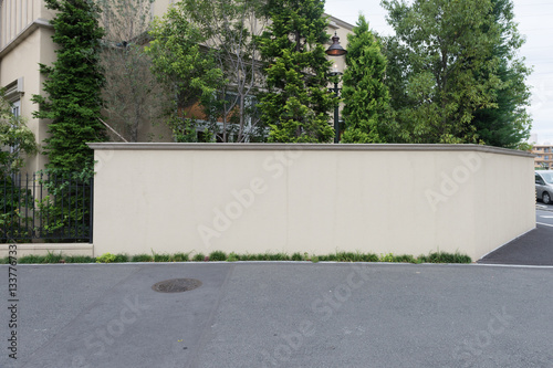  Large blank billboard on a street wall, banners with room to add your own text