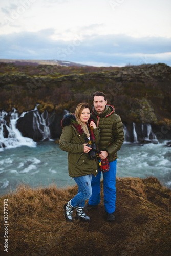 Love Story at Iceland Waterfall