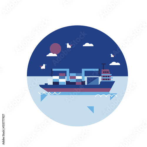 cargo ship flat illustration design