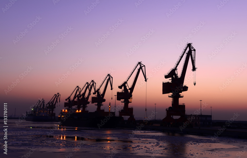 Port gantry crane is working Port gantry crane is working