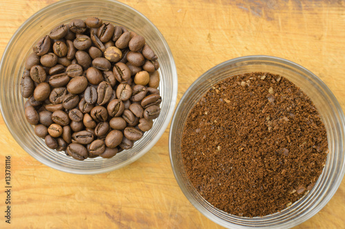 Coffee beans and ground coffee