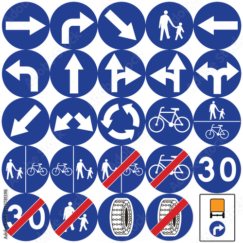 Road signs in Poland. Mandatory signs. Vector Format