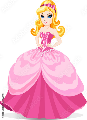 Princess in pink dress.