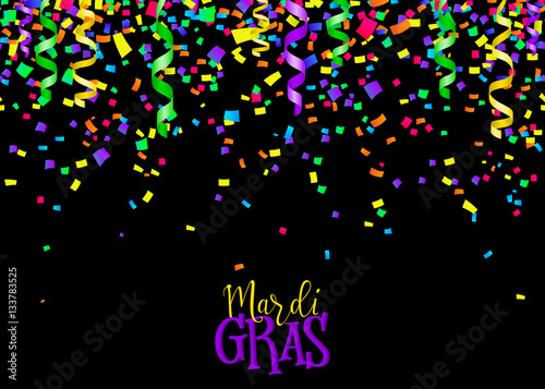 Vector illustration of seamless border background with confetti and serpentine