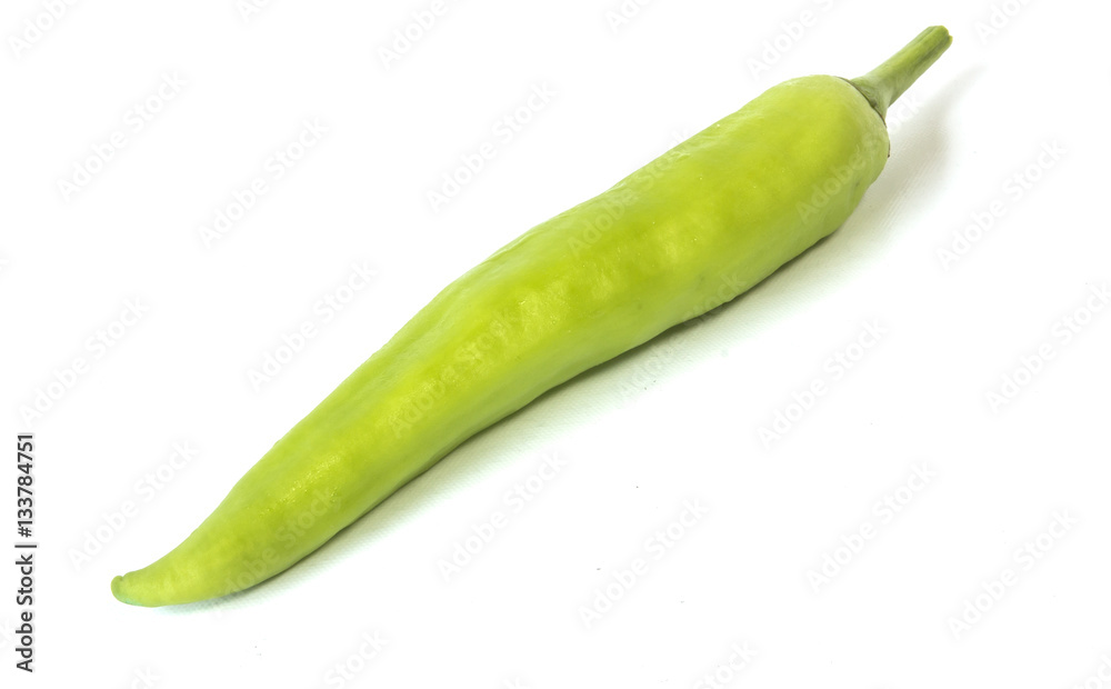 Green organic chilli,closeup shot on white isolated. Green organic chilli,closeup shot on white isolated.