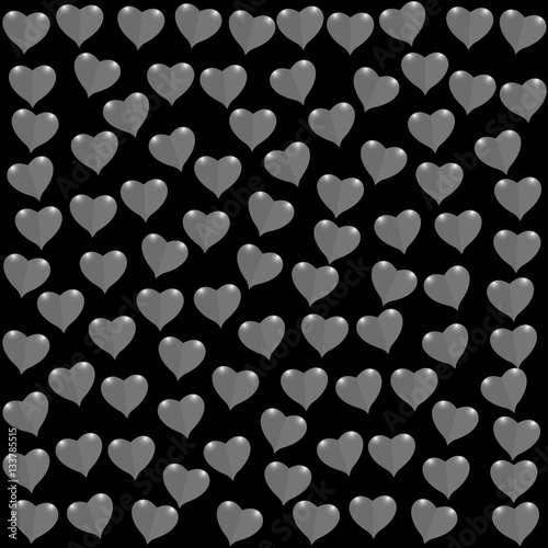 Happy Valentine's Day. grey heart. abstract pattern. black background. vector illustration