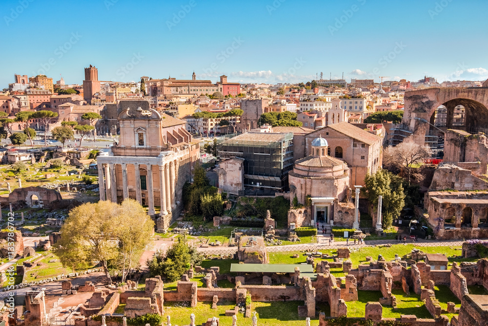 The Roman Forum landmark of Rome in Italy.