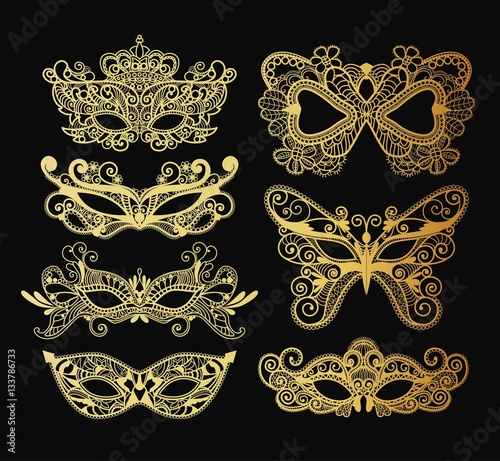 Mardi Gras mask of lace collection set.
