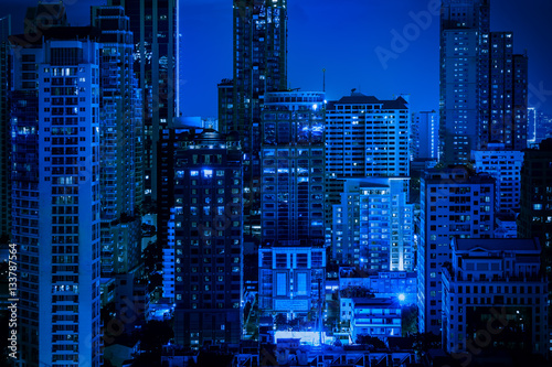 abstract blue nigjt cityscape for background - can use to display or montage on product