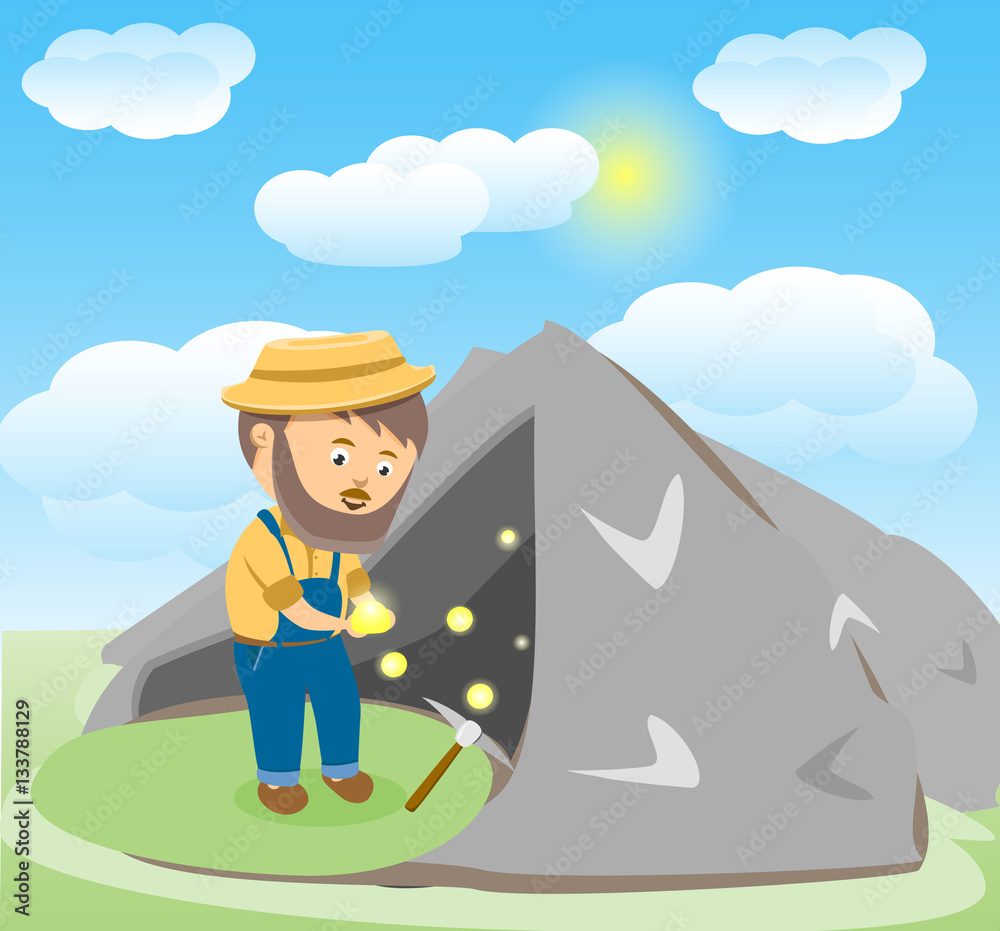 Vector Image of an Happy Cartoon Gold Digger Vector Image of an Happy Cartoon Gold Digger