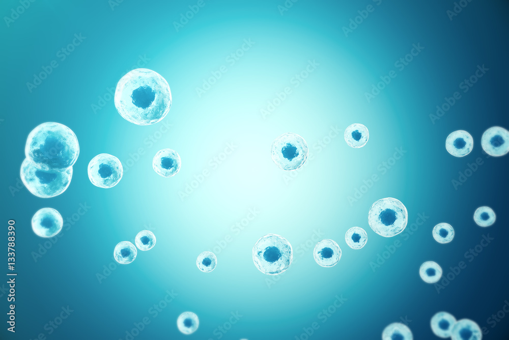 Blue cells science bacgkround. 3d rendering