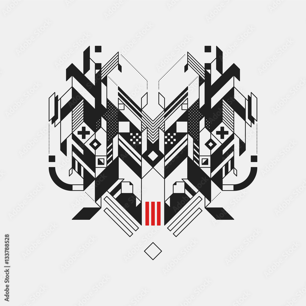 Fototapeta premium Abstract geometric design element on white background. Futuristic design, geometric shapes.