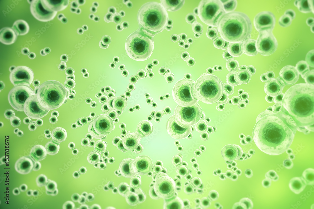 Green cell background. Life and biology, medicine scientific, molecular research dna. 3d rendering
