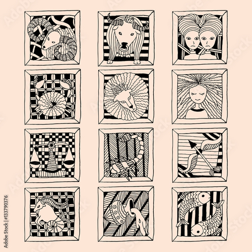 Horoscope signs within frame