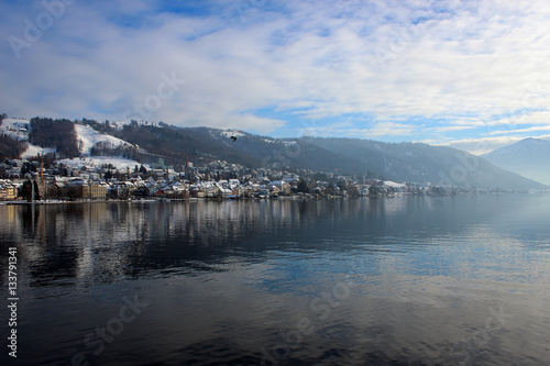 Town of Zug and Lake Zug panorama, Switzerland 