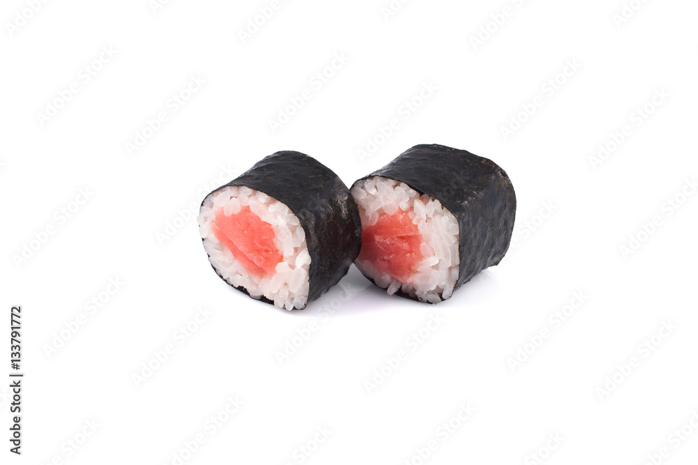 sushi rolls on a white background sushi rolls on a white background