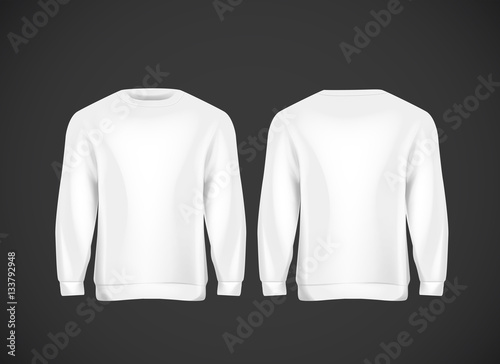 Men white hoody. Realistic mockup. Long sleeve hoody template on
