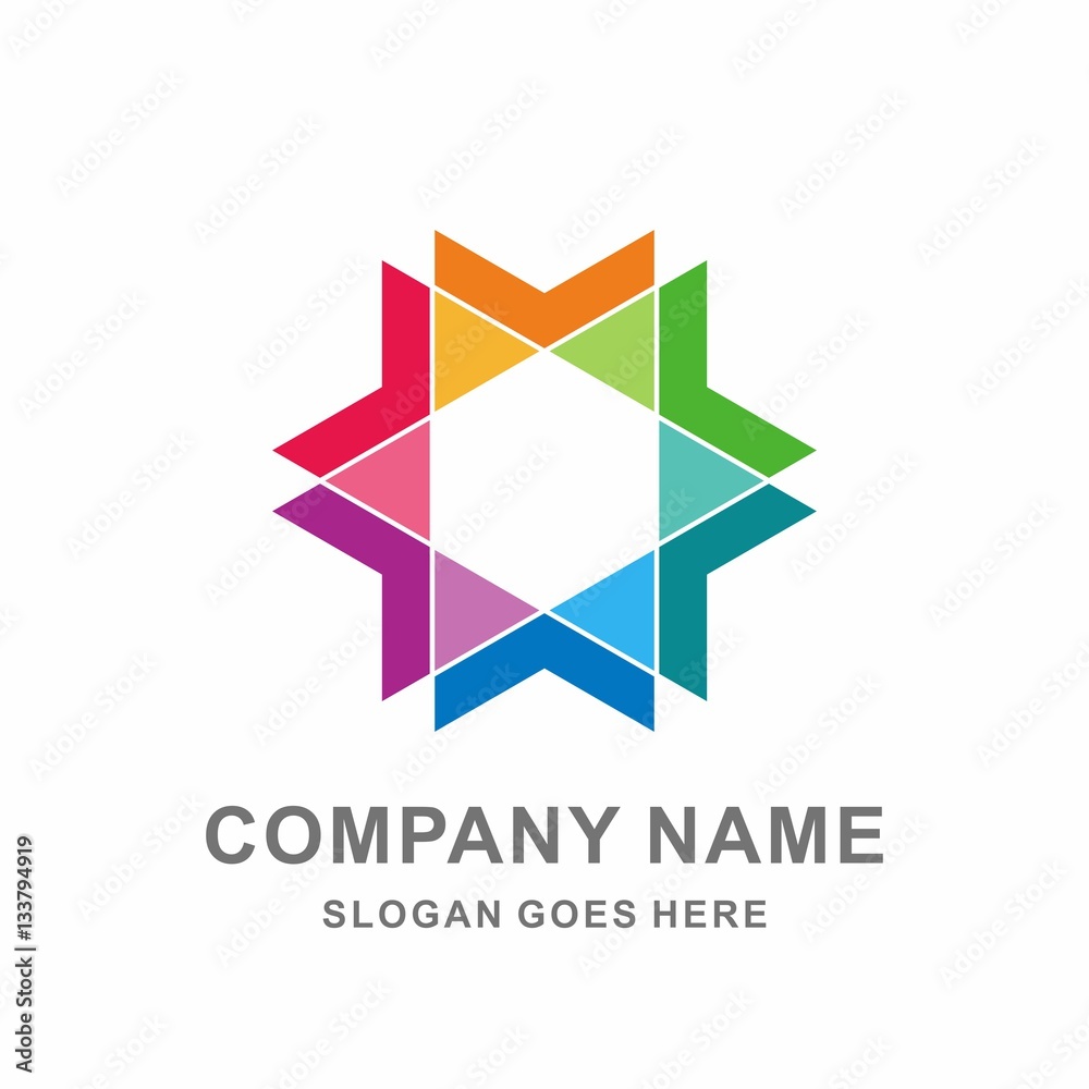 Colorful Rainbow Circular Triangle Hexagon Star Arrow Fashion Accessories Business Company Stock Vector Logo Design Template Colorful Rainbow Circular Triangle Hexagon Star Arrow Fashion Accessories Business Company Stock Vector Logo Design Template