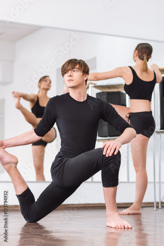 Skillful male dancer having a dance training