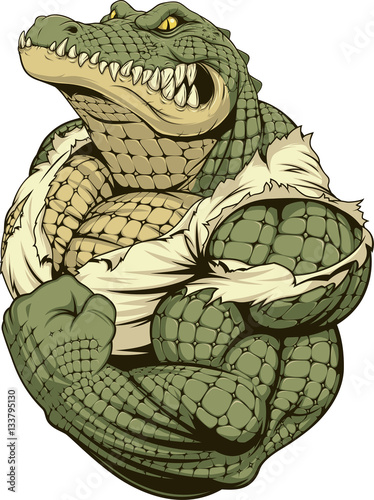 Fotobehang Ferocious strong crocodile