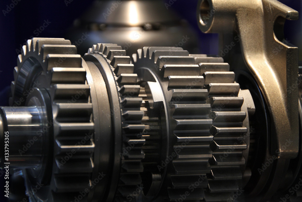 Fototapeta premium Set of gears from high performance vehicle gearbox.