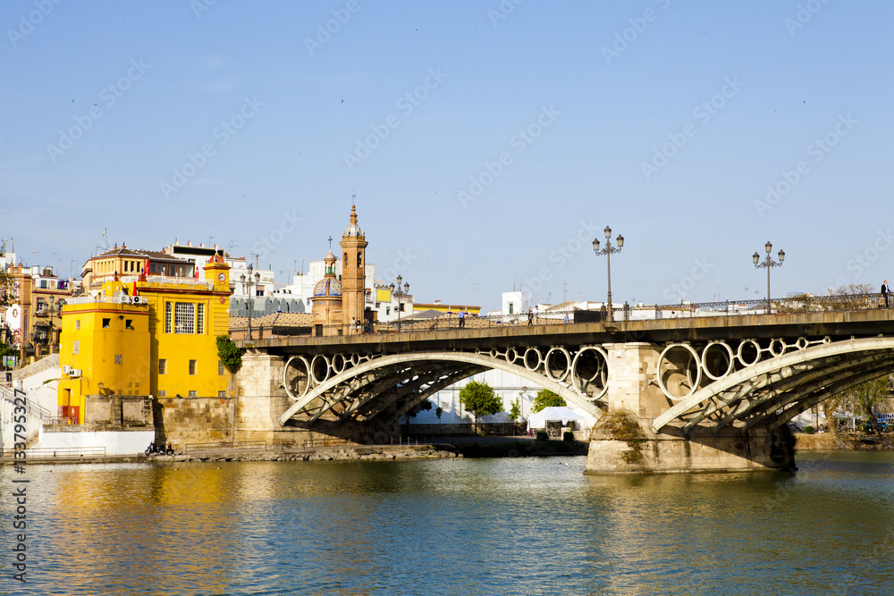 guadalquivir and Triana bridge in Seville, Spain