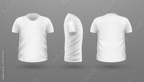 T-shirt Teplate Set. Front Side Back View. Vector