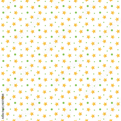 Cute colorful stars and dots vector seamless pattern background.