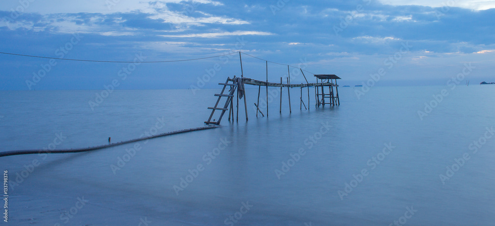 Old wooden structure at beach