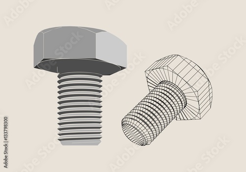 A vector illustration of the abstract wireframe style bolt . Service and repair relative image