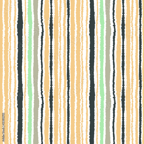 Seamless strip pattern. Vertical lines with torn paper effect. Shred edge texture. White, gray, yellow, olive winter colored background. Vector