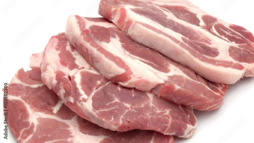 Raw pork chop meat on white background Raw pork chop meat on white background