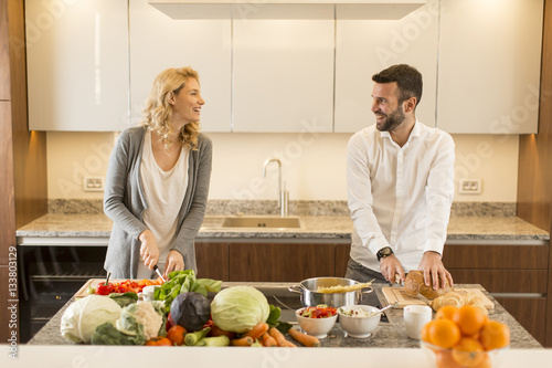 Loving couple in the modern...