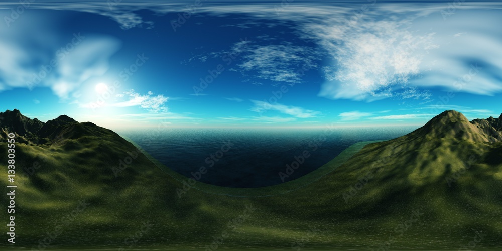 Naklejka premium environment map ,HDRI. Round panorama, spherical panorama, equidistant projection, land under heaven