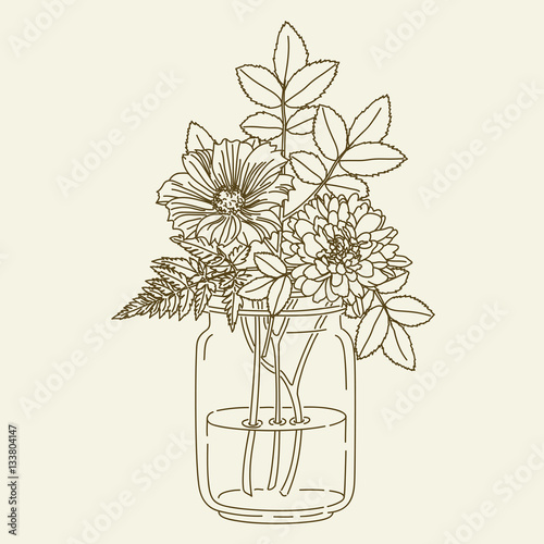 Flowers in mason jar