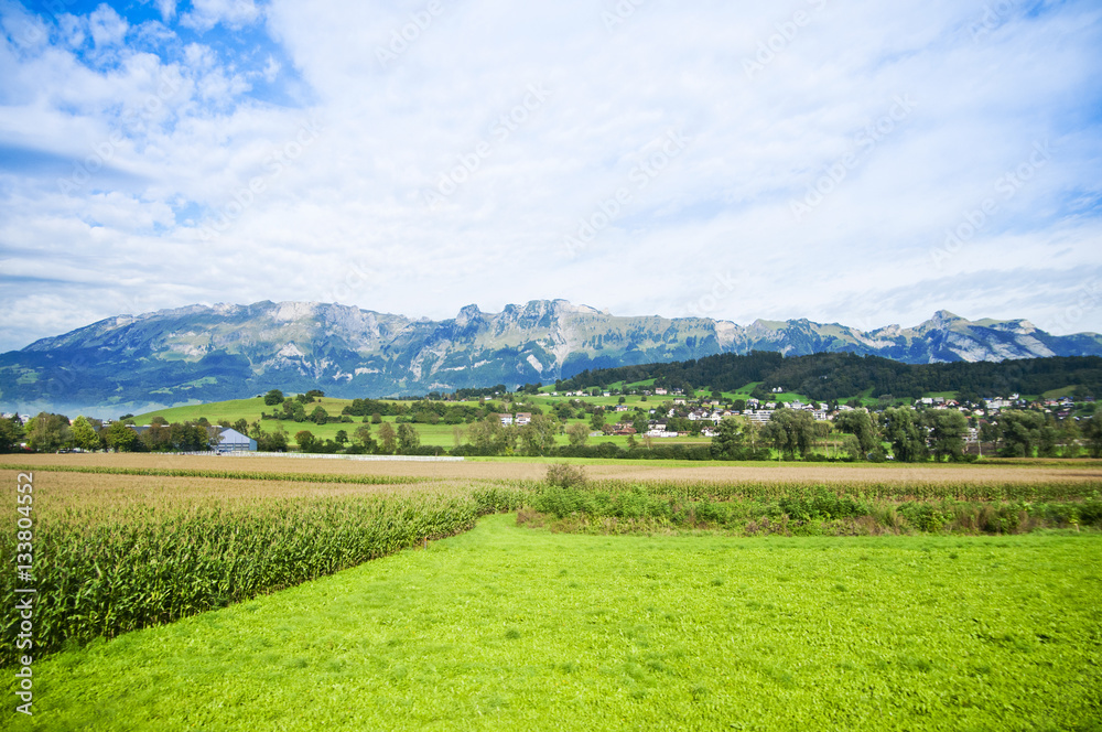 Fototapeta premium The traditional rural landscape in Switzerland