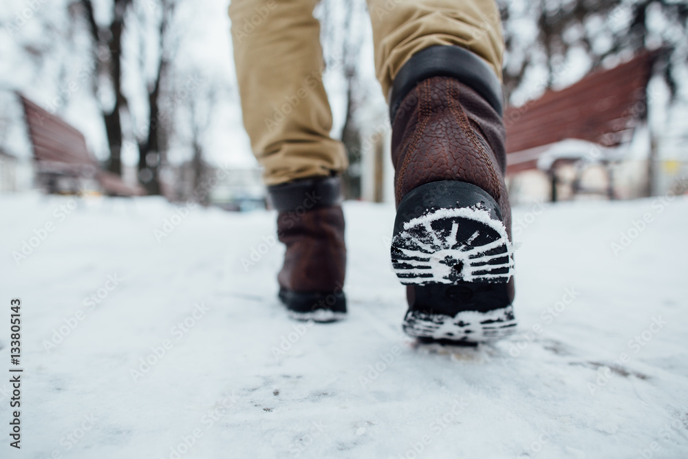 Men's winter boots. Men's winter boots walking in the snow Men's winter boots. Men's winter boots walking in the snow