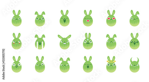 Easter Egg Bunny Icon Set Red