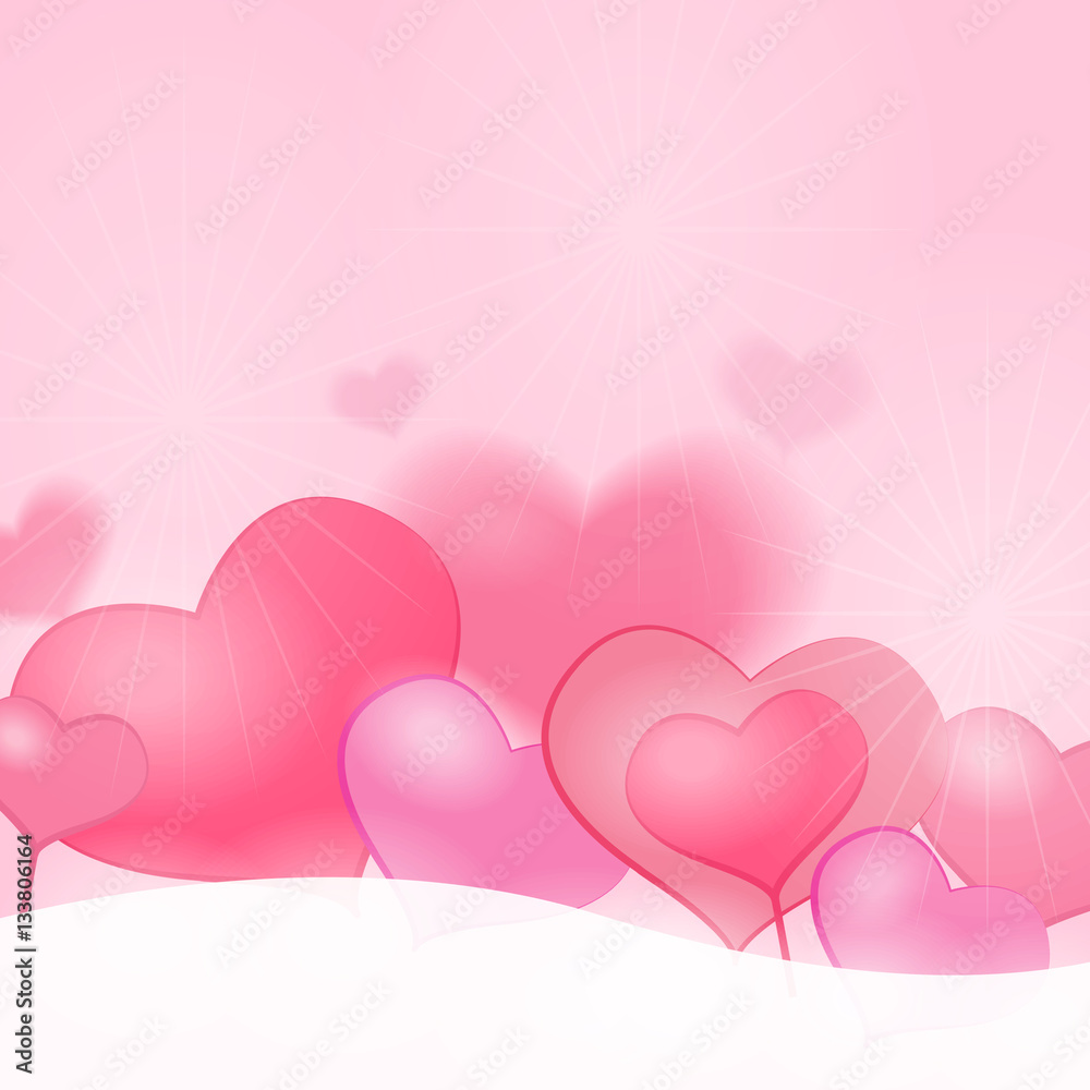abstract pink hearts on pink background