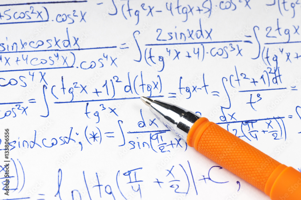 Handwritten calculation of higher mathematics as a background Handwritten calculation of higher mathematics as a background