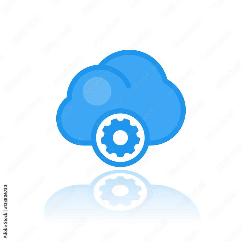 cloud computing icon over white, in flat style with outline cloud computing icon over white, in flat style with outline