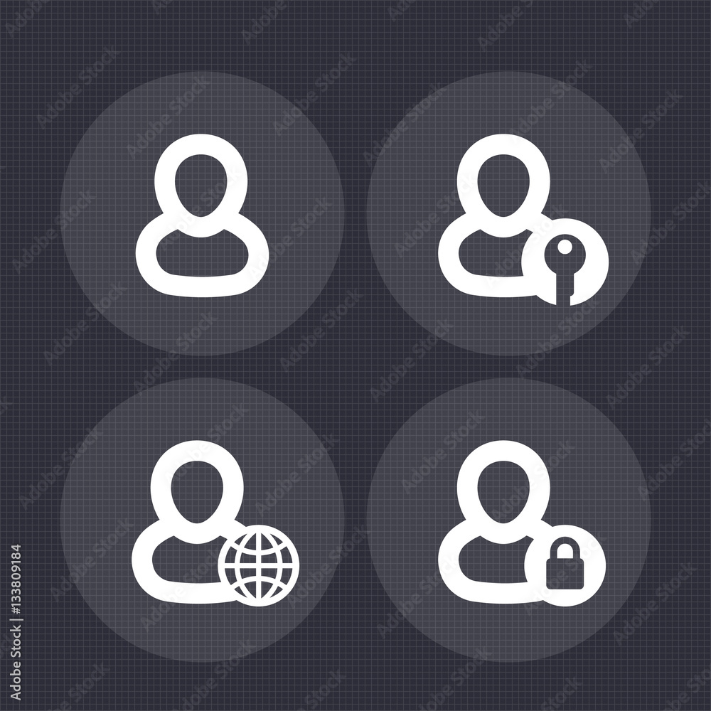 login icons, user, account, sign in pictograms login icons, user, account, sign in pictograms