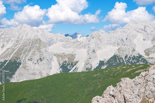 Tyrolean Alps near the peak Hafelekar in Innsbruck , Austria photo