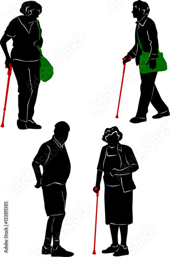 Silhouette of old  people. 