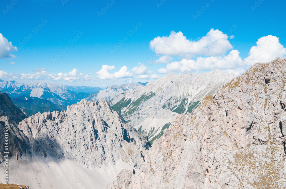 Beautiful view of the Alps near the peak Hafelekar in Innsbruck