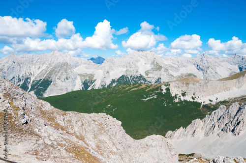 Beautiful view of the Alps near the peak Hafelekar in Innsbruck