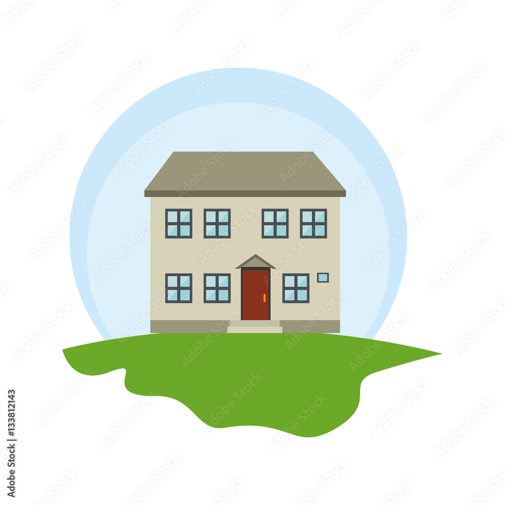 exterior cute house icon vector illustration design