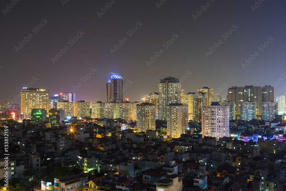 Hanoi city skyline at night