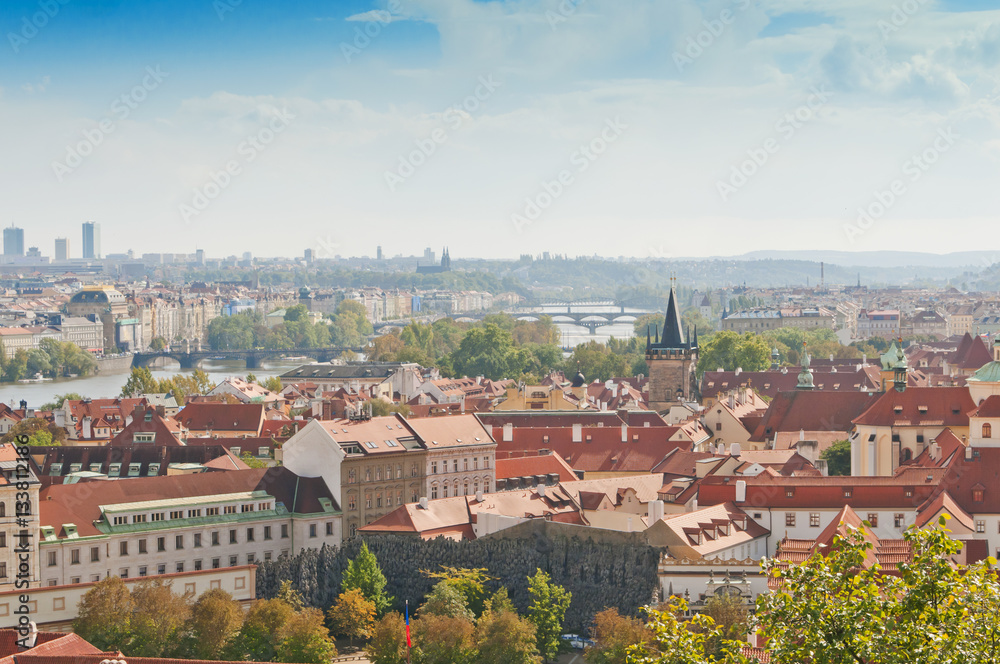 Fototapeta premium Aerial view of Prague from Prague Castle. Prague, Czech Republic