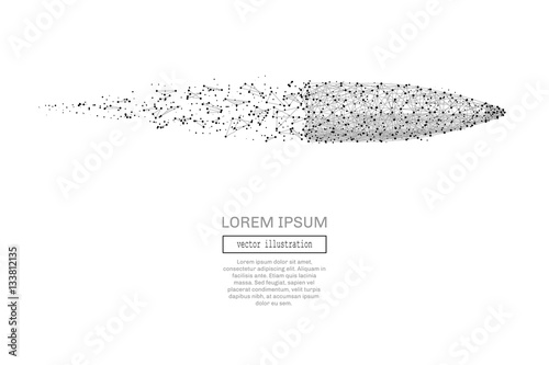 Grey bullet with polygon line on abstract background. Polygonal space low poly with connecting dots and lines. Connection structure. Vector speed concept background.